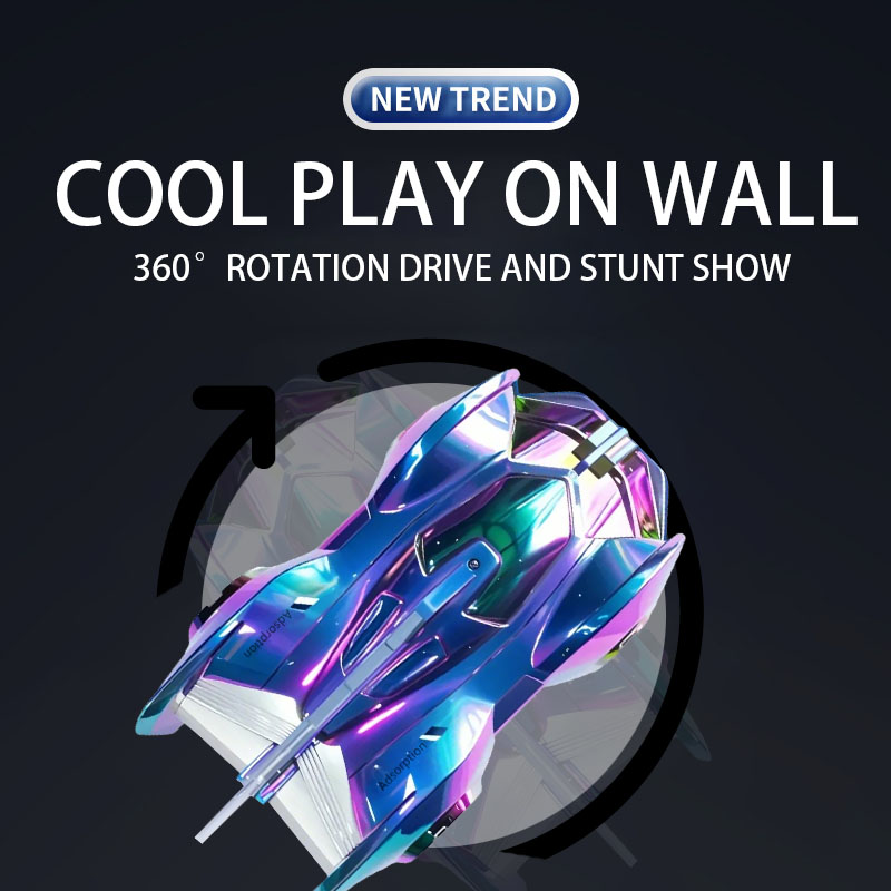 A&T Wall Climber Car – Remote-Controlled Stunt Vehicle with LED Lights, 360° Rotation & Suction Wheels | USB Charging & 12-Month Warranty