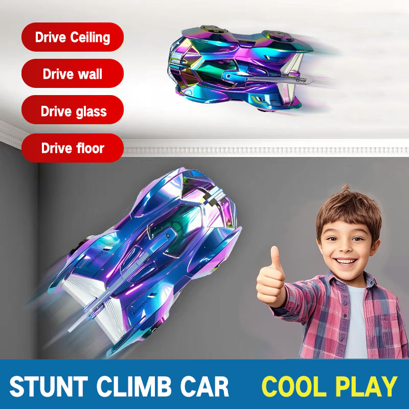 A&T Wall Climber Car – Remote-Controlled Stunt Vehicle with LED Lights, 360° Rotation & Suction Wheels | USB Charging & 12-Month Warranty