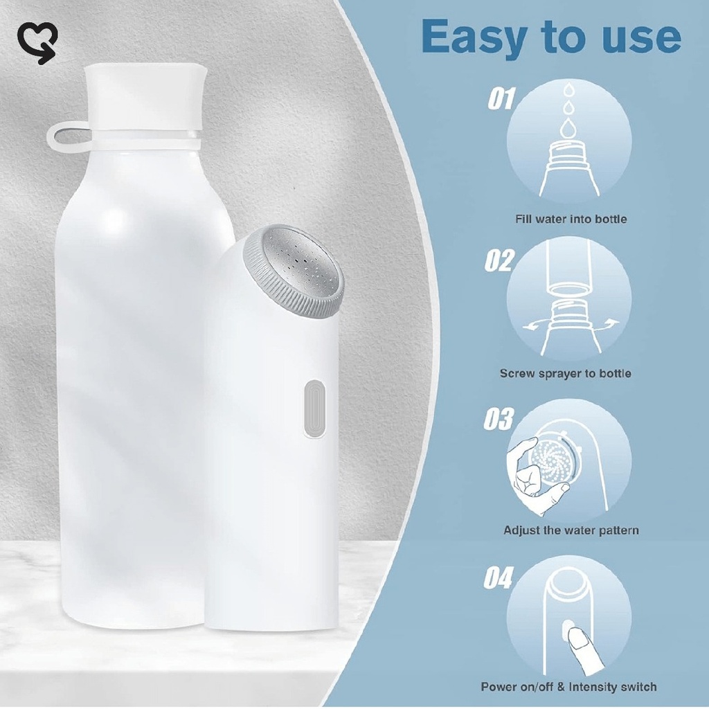 7MD Mini Cleaner Electric Portable Bidet | 2 Flushing Modes | Type-C Charging | Lightweight | 65 x 30 seconds use time | 400mAh Battery | Waterproof | Pink & Silver | 12 Months Warranty |