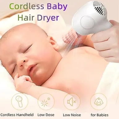 AMOR TINY Wireless Baby Hair Dryer – Cordless, Silent & Low-Radiation Design with Two-Speed & High‑Temp Protection