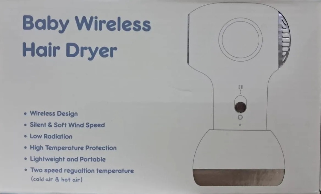 AMOR TINY Wireless Baby Hair Dryer – Cordless, Silent & Low-Radiation Design with Two-Speed & High‑Temp Protection