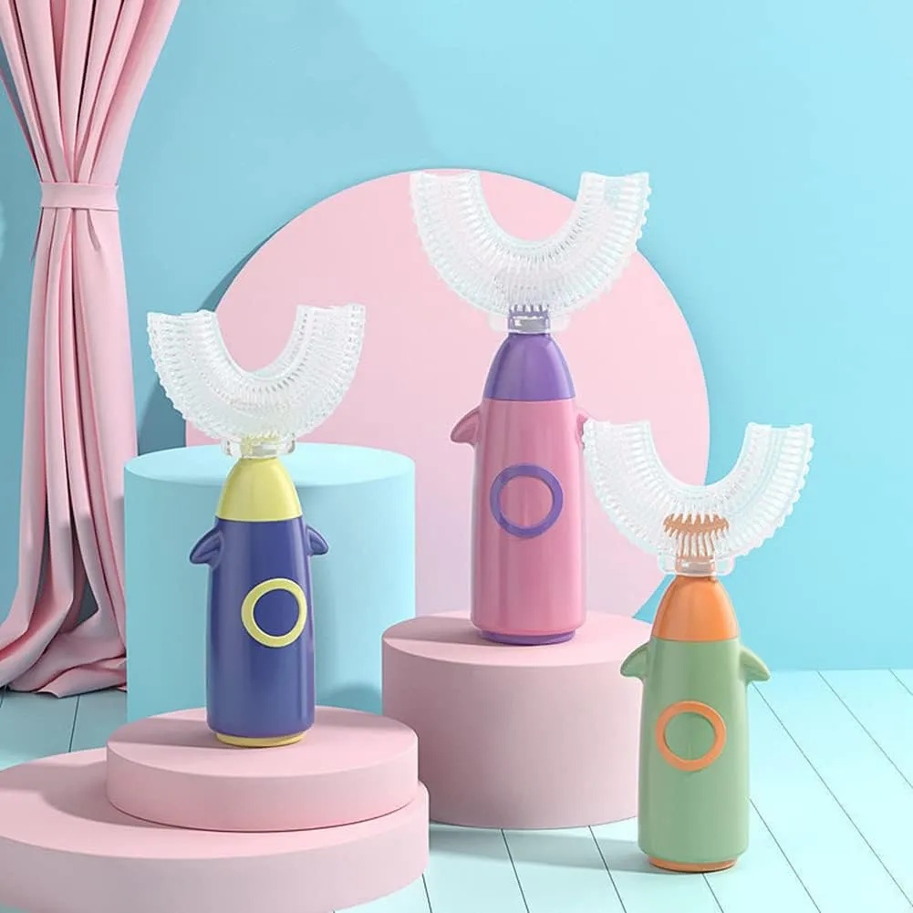 AMOR TINY U-Shaped Toothbrush for Kids – 360° Silicone Toothbrush, Gentle Full-Mouth Cleaning for Ages 2-7