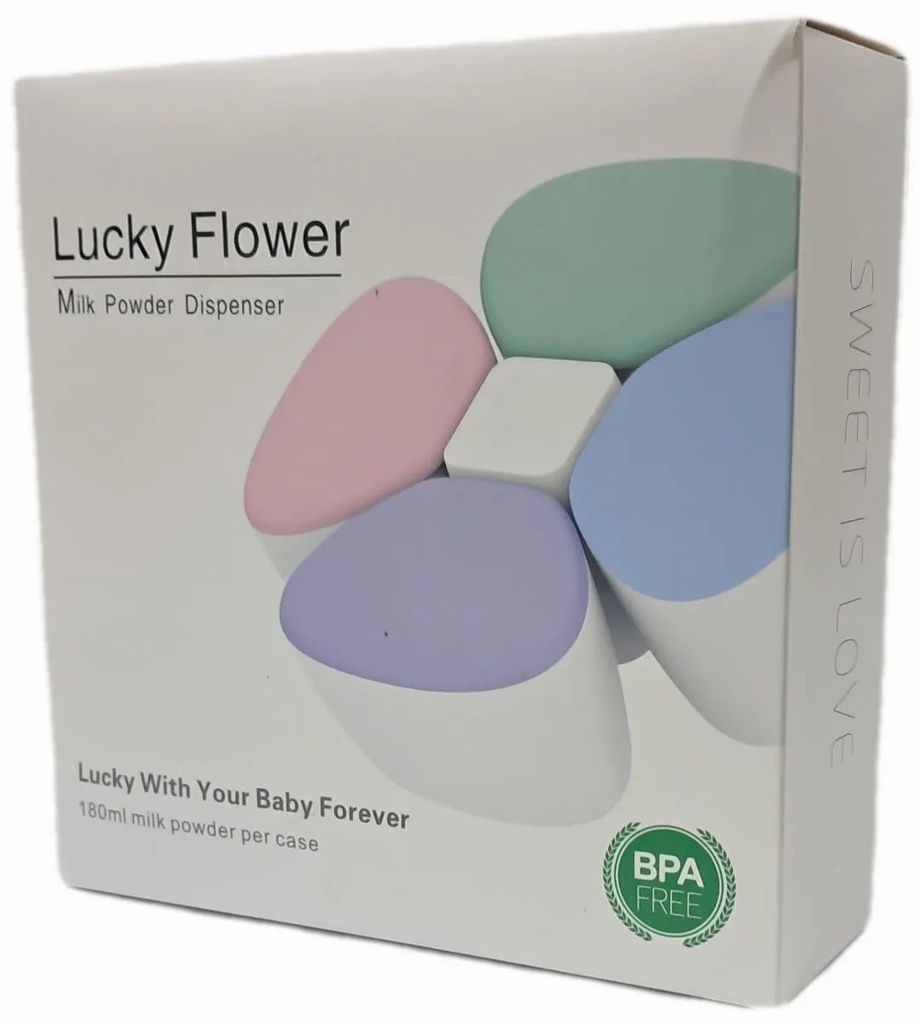 AMOR TINY Lucky Flower Milk Powder Dispenser – BPA-Free 4-Compartment Formula Organizer for Baby Feeding, Snacks, and Travel