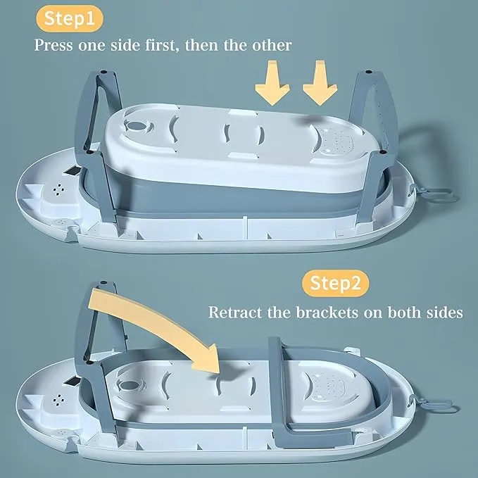 AMOR TINY Collapsible Baby Bathtub – Foldable Travel Tub with Drain for Newborn to Toddlers (0–36 Months)