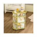 AMOR TINY Baby Essentials Rolling Trolley – 3-Layer Organizer with Doors & Wheels for Nursery Supplies