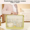 AMOR TINY Baby Bottle Drying & Storage Rack – Portable Covered Organizer with Drain Tray & Handle