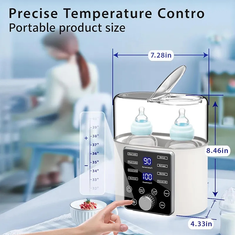 AMOR TINY 2‑in‑1 Electric Baby Bottle Heater & Sterilizer – Fast Steam Warming for Milk & Steam Cleaning