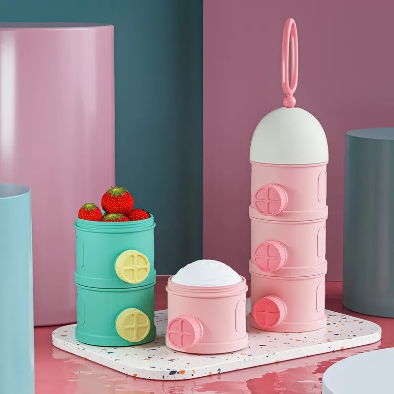AMOR TINY 3‑Layer Stackable Snack & Formula Dispenser – Compact Feeding Solution