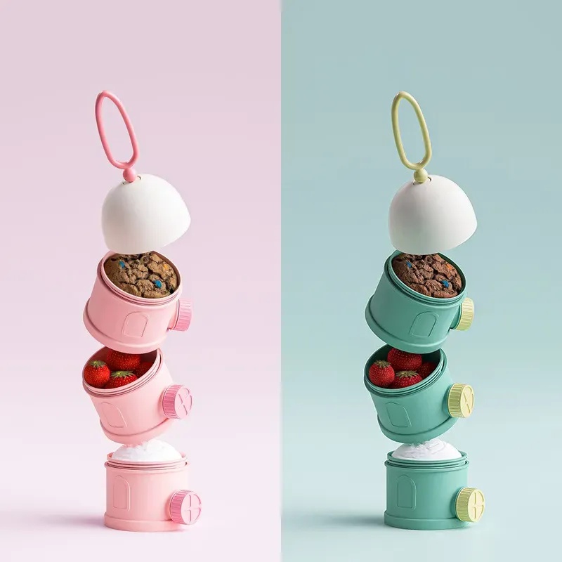 AMOR TINY 3‑Layer Stackable Snack & Formula Dispenser – Compact Feeding Solution