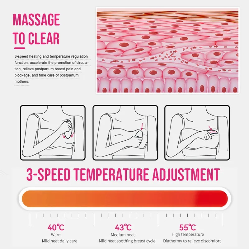 AMOR TINY Lactation Massager – Warm & Vibration Breast Aid for Nursing Mothers