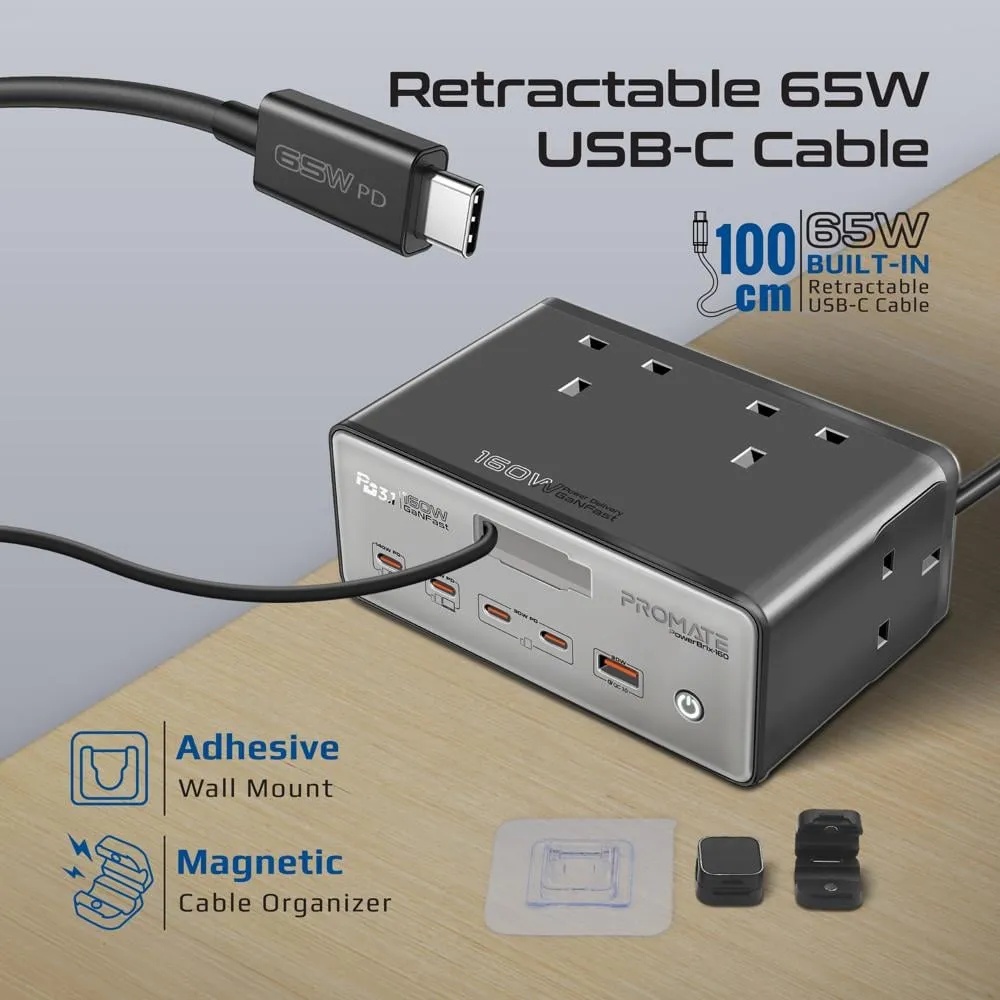 160W GaNFast™ PD 3.1 Charging Station with 3250W Quad AC Sockets | 10 in 1 Power Station | PowerBrix-160 |