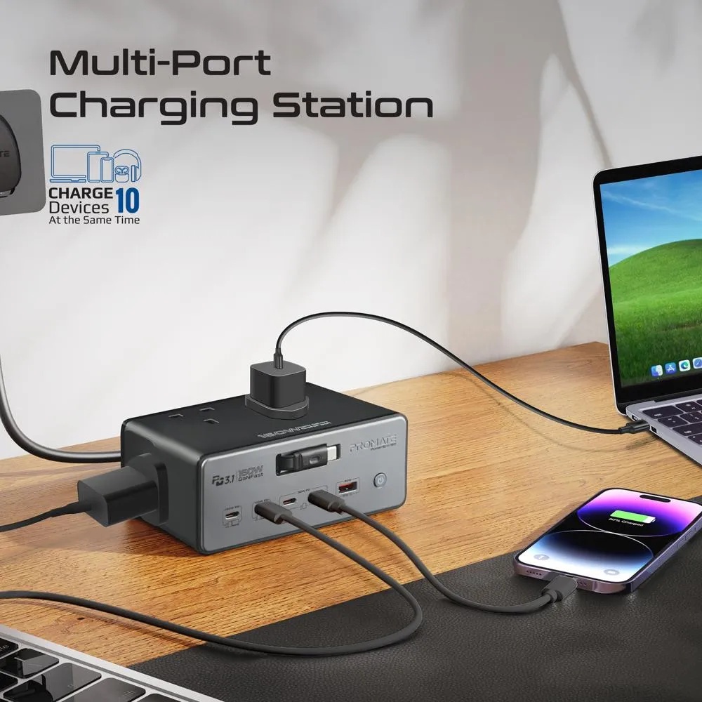 160W GaNFast™ PD 3.1 Charging Station with 3250W Quad AC Sockets | 10 in 1 Power Station | PowerBrix-160 |