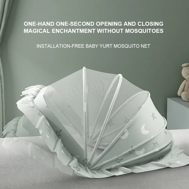 AMOR TINY Foldable Baby Mosquito Net | Breathable & Portable Canopy for Cribs & Travel – Fits 0-5 Years | Grey |
