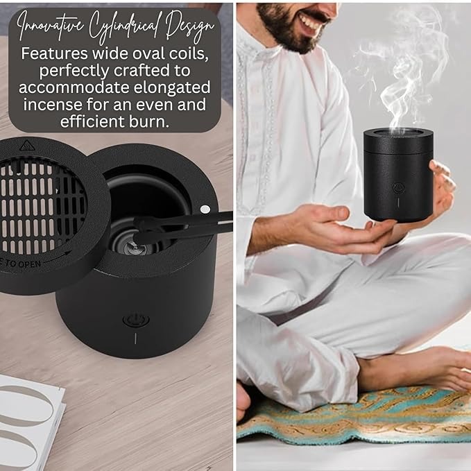 7MD Bakhoor Burner Portable Electric Incense  – Compact Ceramic Incense Heater | 500°C Self-Igniting | USB-C Rechargeable | 7MD‑108 |
