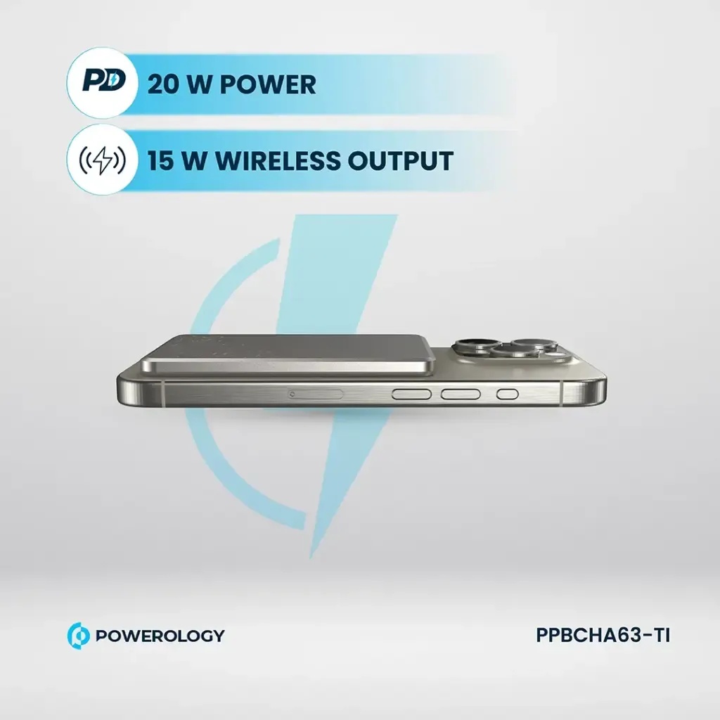 Powerology Ultra-Thin 5000mAh MagSafe Power Bank | PPBCHA63TI |