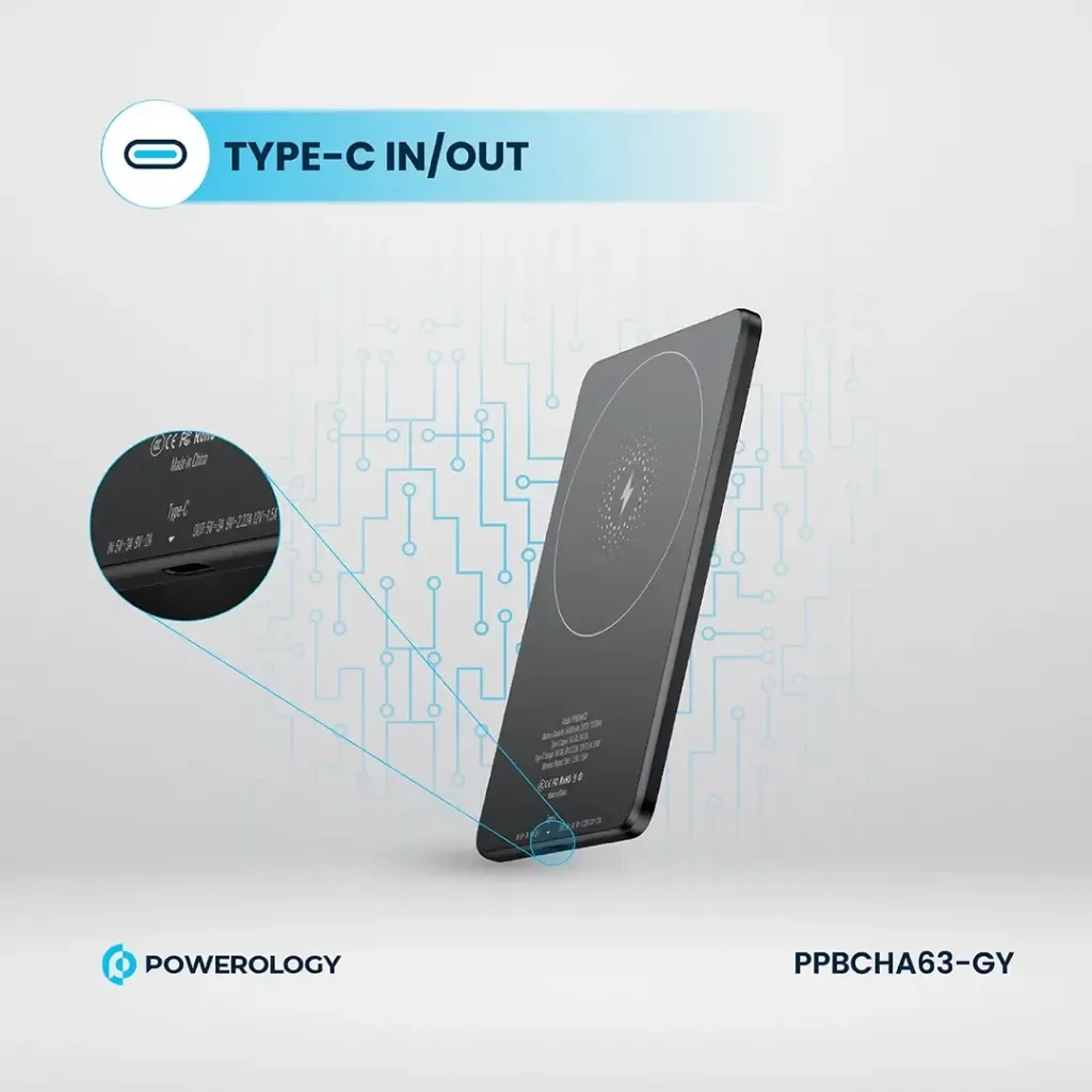 Powerology Ultra-Thin 5000mAh MagSafe Power Bank | PPBCHA63TI |