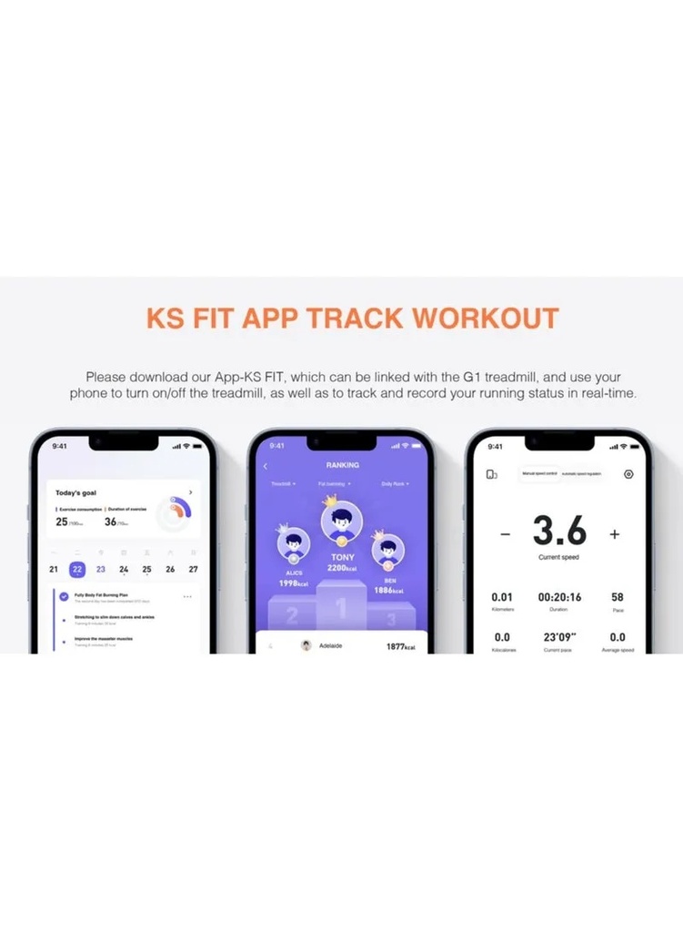 Kingsmith WalkingPad TRG1F Treadmill G1 – Foldable WalkingPad with Side Handrail, LED Digital Panel, Brushless Motor, Up to 10 km/h, Fitness App Support & Phone/Tablet Holder
