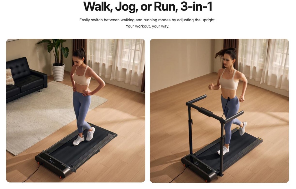 King Smith WalkingPad R3 Hybrid+ Foldable Treadmill – FootSense Speed Control, 1-12 KPH Walking & Jogging Modes, Spacious 1200x440mm Deck, Compact Folding Design