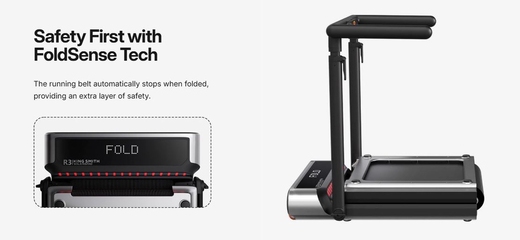 King Smith WalkingPad R3 Hybrid+ Foldable Treadmill – FootSense Speed Control, 1-12 KPH Walking & Jogging Modes, Spacious 1200x440mm Deck, Compact Folding Design