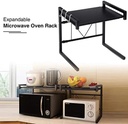 🚨 DISPLAY PIECE 🚨 GEMITTO Expandable Microwave Oven Rack, Horizontal Extension Microwave Shelf Stand Kitchen Counter Top Organizer, 2-tier with 3 Hooks, 55lbs Load Bearing, 15.8~23.6"x14.2"x16.5" for Oven Toaster 🚨 Without box 🚨