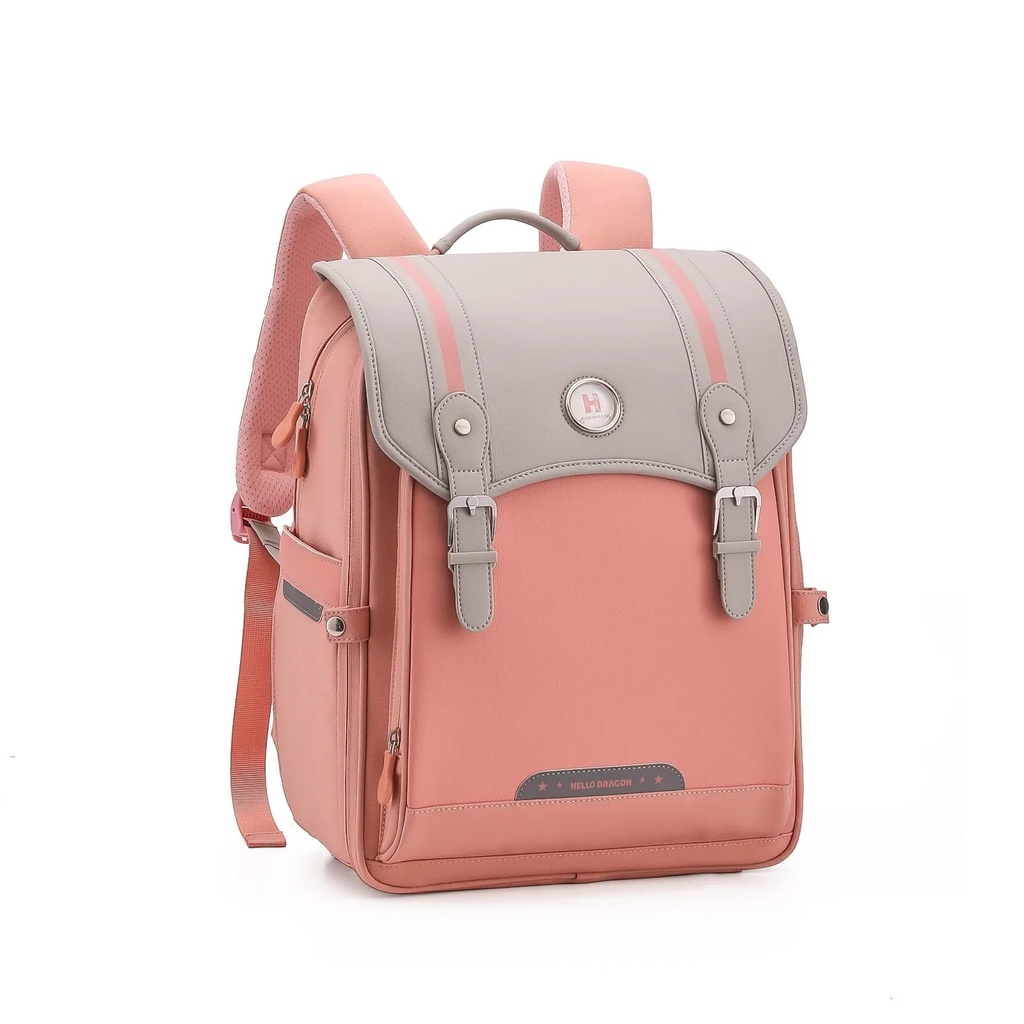 Hello Dragon Elementary School Student Backpack | Boys & Girls Lightweight Dual-Shoulder Bag with Spine Protection | Nylon Polyester Ridge Support | Suitable for Grades 1–6 | NPB23050L |