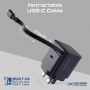 PROMATE 65W PD GanFast™ Charging Adapter with Retractable USB-C Cable | Cubix-R65 |