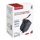 PROMATE 65W PD GanFast™ Charging Adapter with Retractable USB-C Cable | Cubix-R65 |