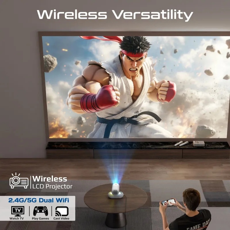 PROMATE 4K Compatible HD Wireless LCD Projector with Built-In Speaker & Ambient RGB light - 3 in 1 Multifunctional LCD Projector | Beamer-250R |