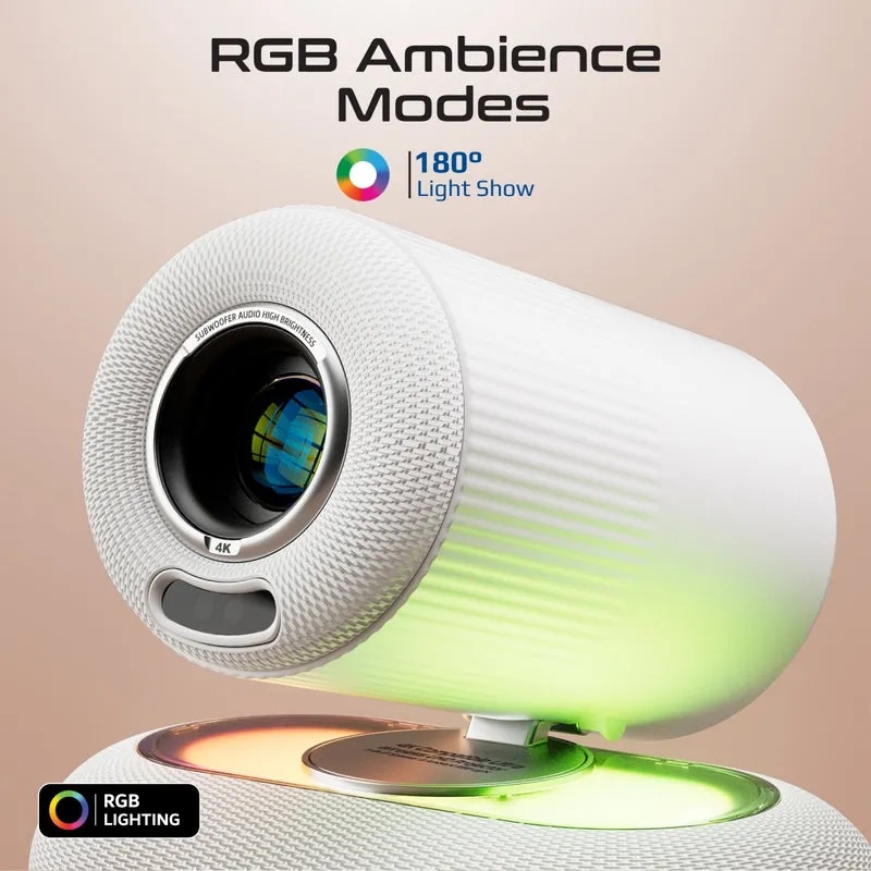 PROMATE 4K Compatible HD Wireless LCD Projector with Built-In Speaker & Ambient RGB light - 3 in 1 Multifunctional LCD Projector | Beamer-250R |