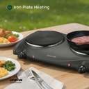 Green Lion Electric Stove with Double Hot Plate – 2500W Dual Burner Cooker, 6 Heating Levels, 50-500 °C Thermostat, Anti-Slip Base, Easy-Clean Design | GNESDOUB43BK |