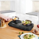 Green Lion Electric Stove with Double Hot Plate – 2500W Dual Burner Cooker, 6 Heating Levels, 50-500 °C Thermostat, Anti-Slip Base, Easy-Clean Design | GNESDOUB43BK |