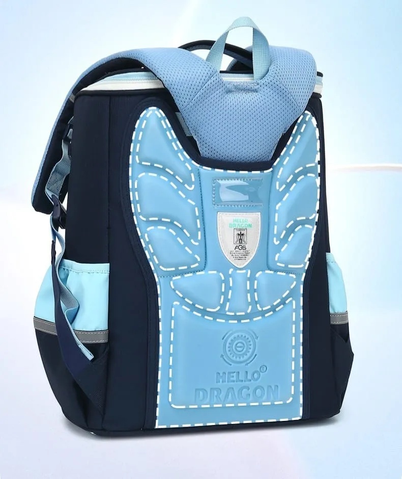 Hello Dragon Ultra Lightweight Waterproof School Backpack for Boys and Girls | Dual Shoulder Bag with Spine Protection, Oxford Fabric, Ridge Support & Water-Resistant Lining | NPB23029L |