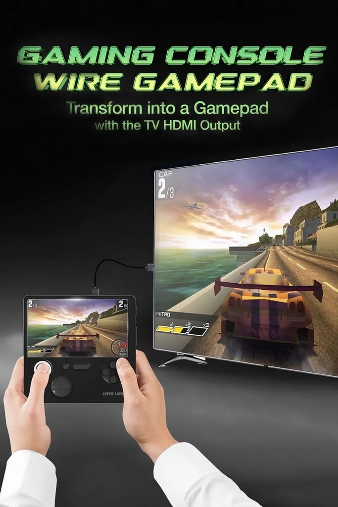 Green Lion GP PRO 5 Gaming Console – 5" HD IPS Display, ARM Cortex A7, 1GB RAM, 64GB (Expandable 256GB), 5000mAh Battery, 22W Fast Charging, HDMI Output | GNGPPRO5BK |