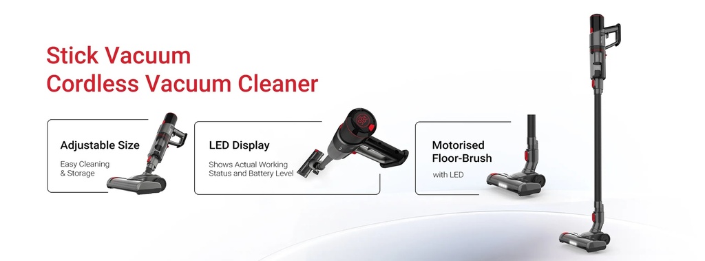 TELUX T30 Compactable Cordless Vacuum Cleaner – 350W Digital Motor, 2500mAh Battery, 69 Minutes Runtime, Advanced Filtering System | VCT30 |