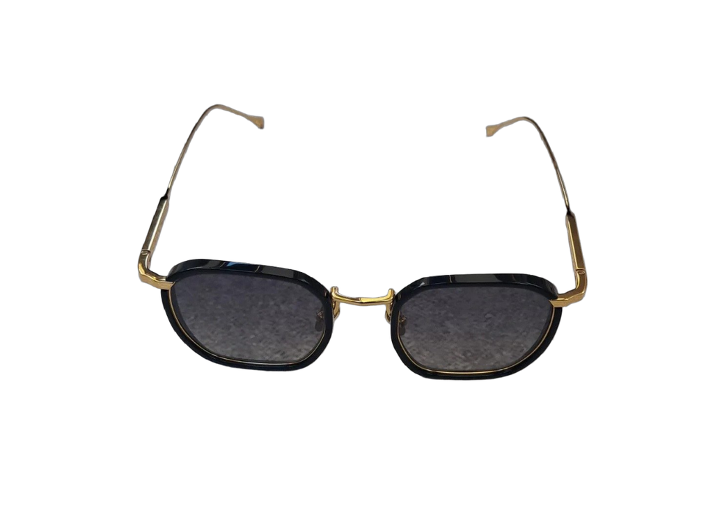 7MD Premium Unisex Square Sunglasses – Elegant Black & Gold Frame with Dark Lenses, Stylish Design with Protective Case