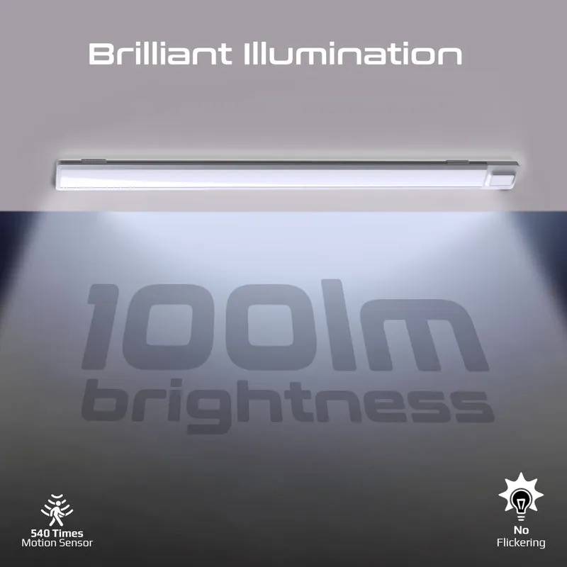 Promate 60cm Rechargeable LED Light Strip – Under Cabinet Light Bar with Motion Sensor, 100lm Brightness, 2000mAh Battery & USB Powered | lumia-60 |