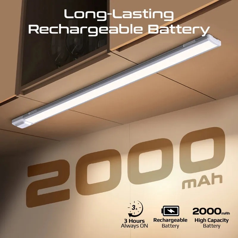 Promate 60cm Rechargeable LED Light Strip – Under Cabinet Light Bar with Motion Sensor, 100lm Brightness, 2000mAh Battery & USB Powered | lumia-60 |