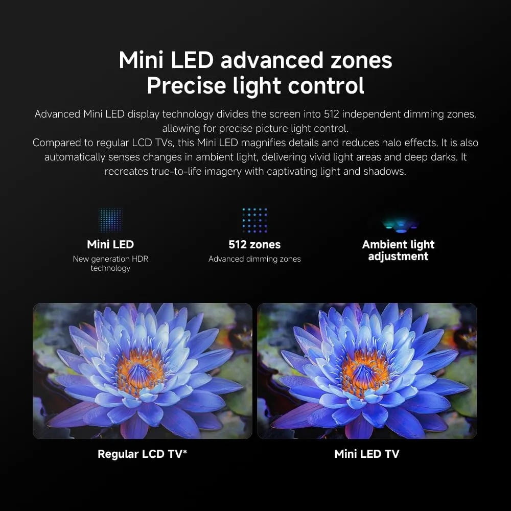 Xiaomi TV S Mini LED 75-Inch (2025) – 4K QD-Mini LED, Google TV, Dolby Vision, Dolby Atmos, 144Hz Refresh Rate