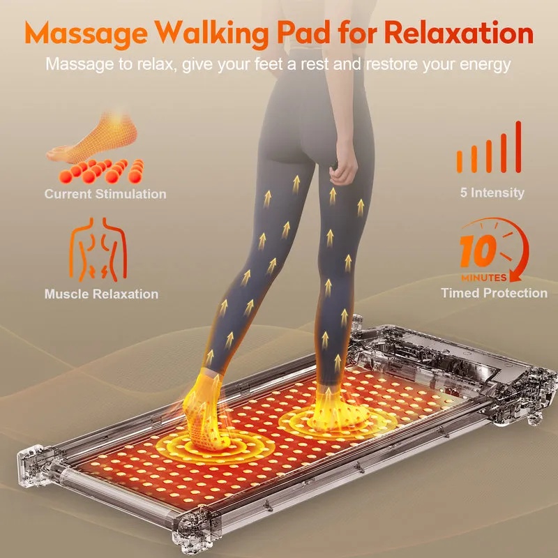 Renoy 2-in-1 Under Desk Treadmill – Foot Massage Function, 2.5HP Motor, Folding Walking Pad, LED Display, Remote Control | 520A-A |