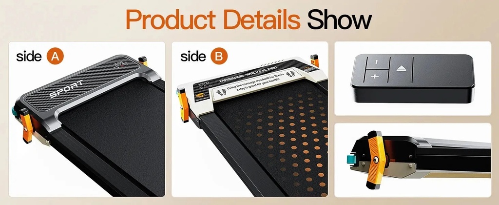 Renoy 2-in-1 Under Desk Treadmill – Foot Massage Function, 2.5HP Motor, Folding Walking Pad, LED Display, Remote Control | 520A-A |