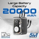 PROMATE 65WPD 20000mAh Power Bank – Transparent Design, Multi-Device Charging, Built-in USB-C & Lightning Cables | Mavrix-20 |