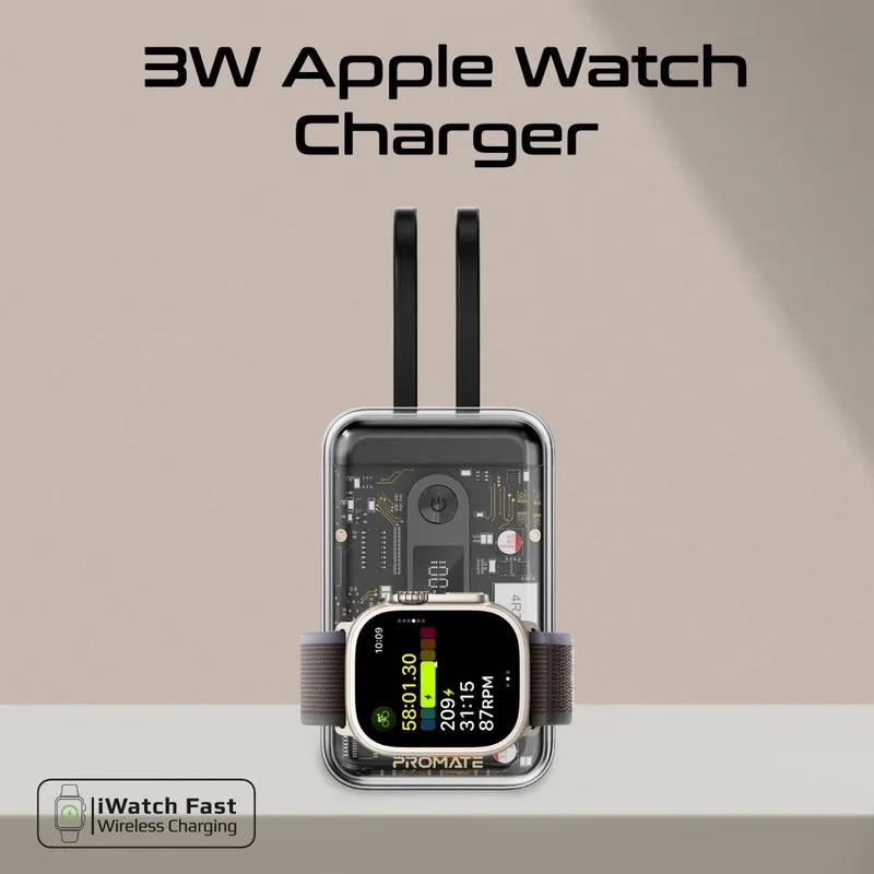 PROMATE 65WPD 20000mAh Power Bank – Transparent Design, Multi-Device Charging, Built-in USB-C & Lightning Cables | Mavrix-20 |