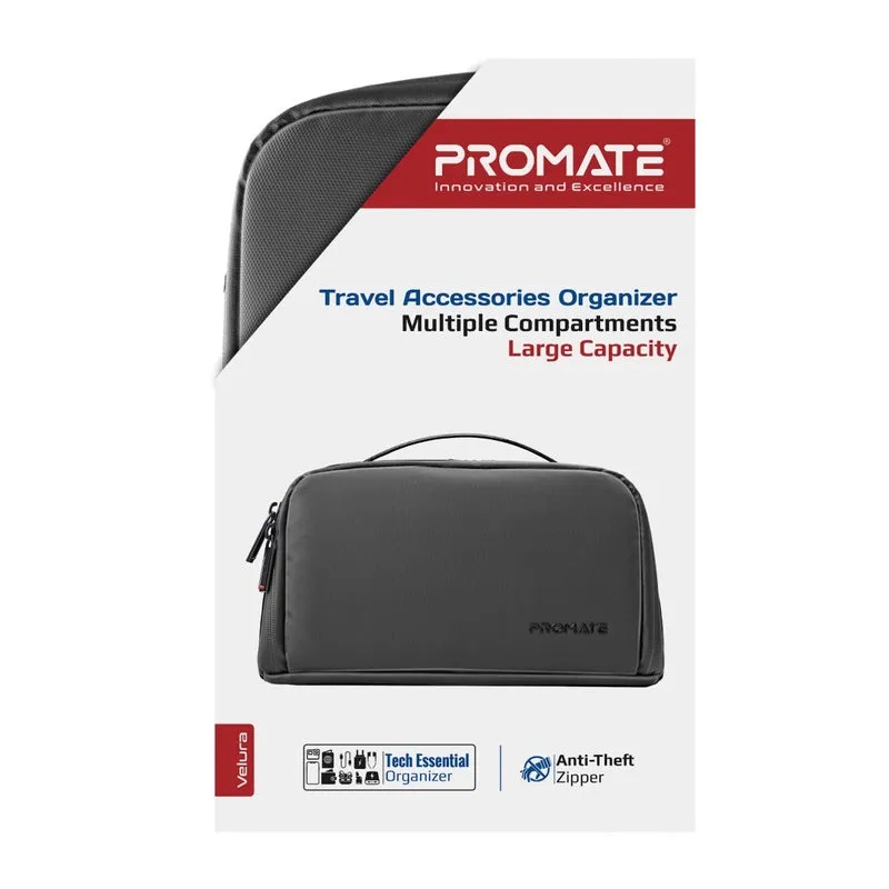 PROMATE Tech Accessory Pouch – Large Capacity, Multiple Compartments, Travel-Friendly Organizer | Velura |