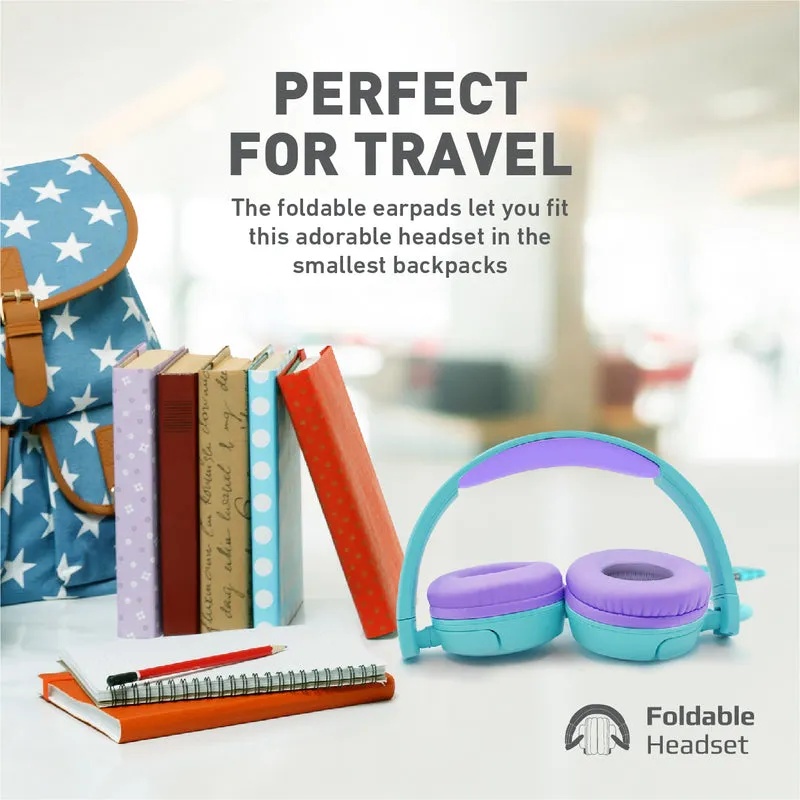 PROMATE Wired Headset – HD Stereo Sound, KidSafe Design, Dual Volume-Limited Levels | Jewel |