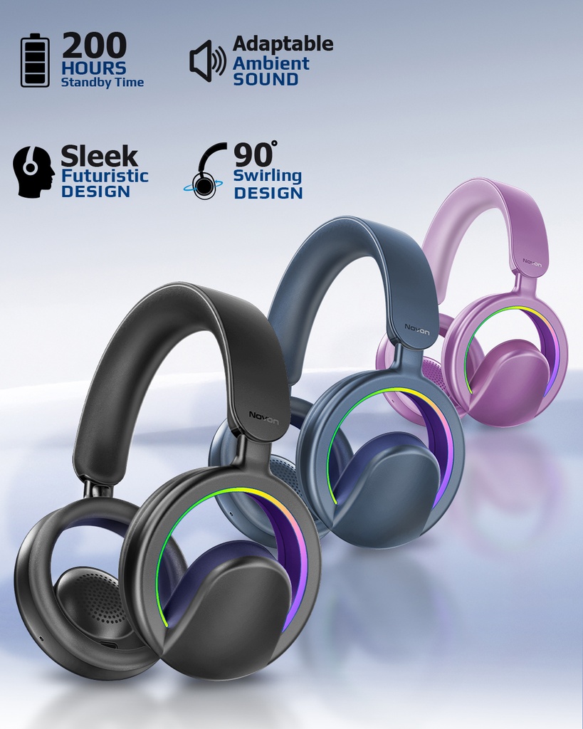 Promate High-Fidelity Over-Ear Wireless Headphones – Open-Ear Design, Detachable Microphone | NOVON |