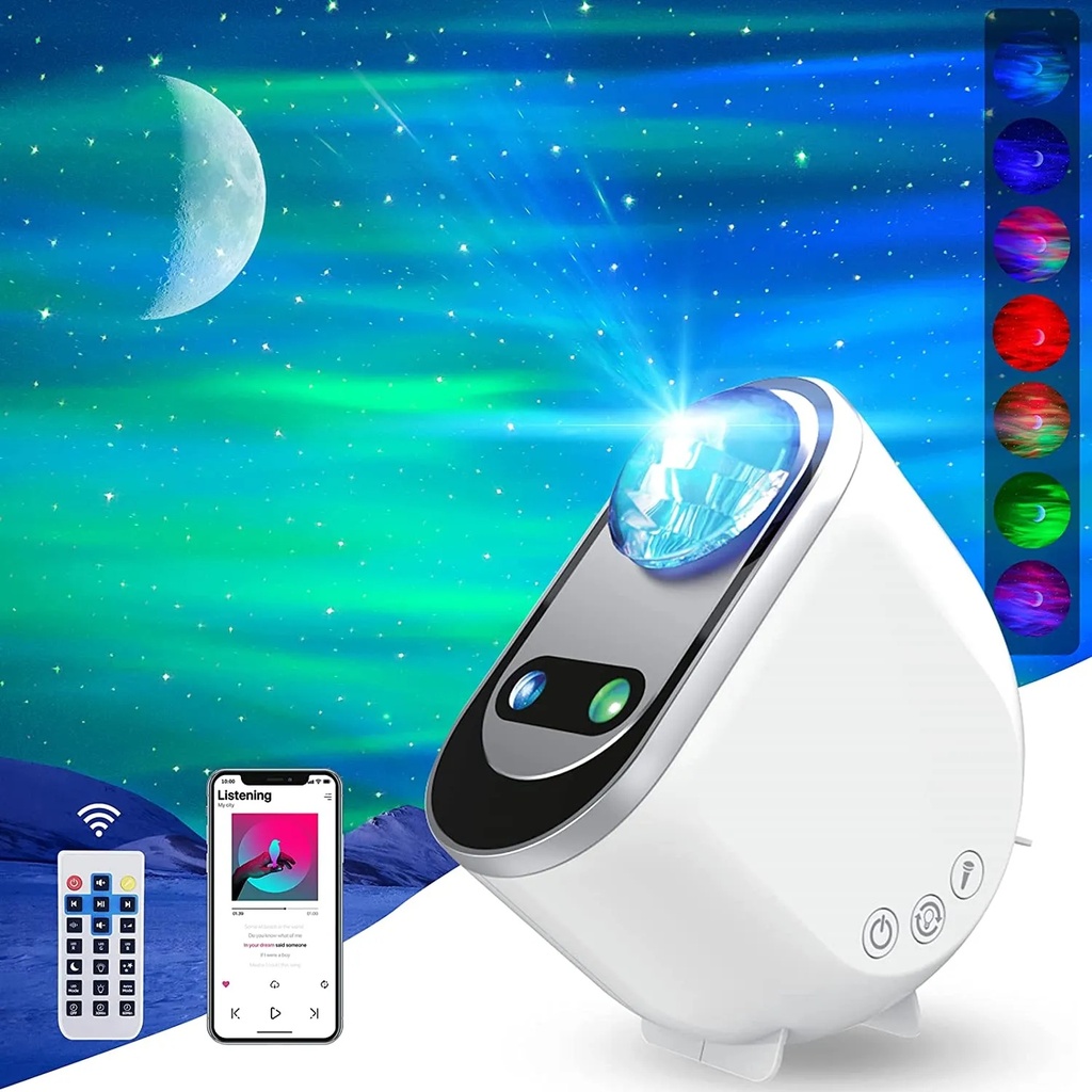 SANDOKEY Galaxy Projector – LED Northern Lights & Star Projector with Built-in Speaker, 6 White Noise Modes, Night Light for Kids Bedroom