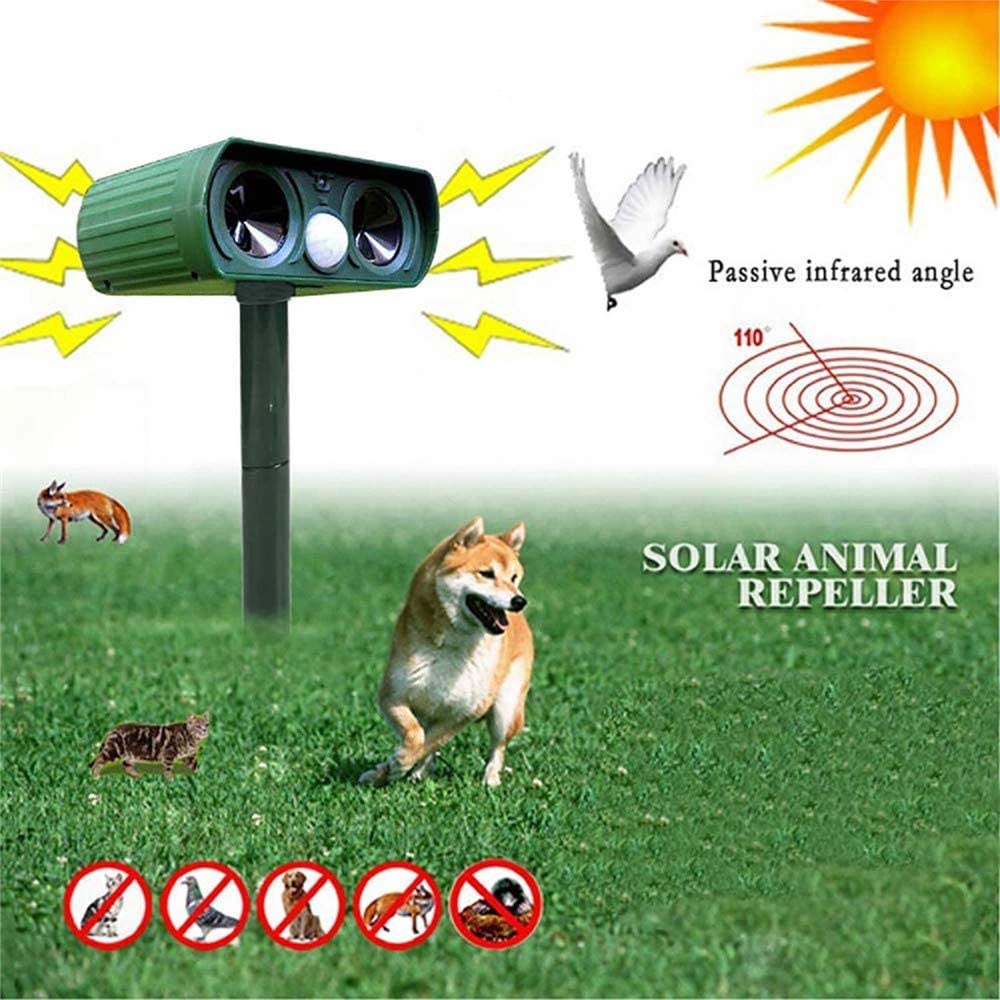 Solar Animal Repeller Ultrasonic Solar Powered Waterproof with Motion Sensor