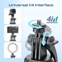 Promate Smart Tripod – 176cm Telescopic Rod, Auto‑Pop Base, 360° AI Face Tracking, Gesture Control, Dual Mount Clamp, Magnetic Bluetooth 5.4 Remote | TriPop‑Ai |