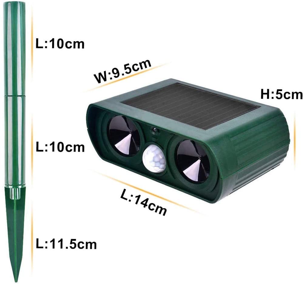 Solar Animal Repeller Ultrasonic Solar Powered Waterproof with Motion Sensor