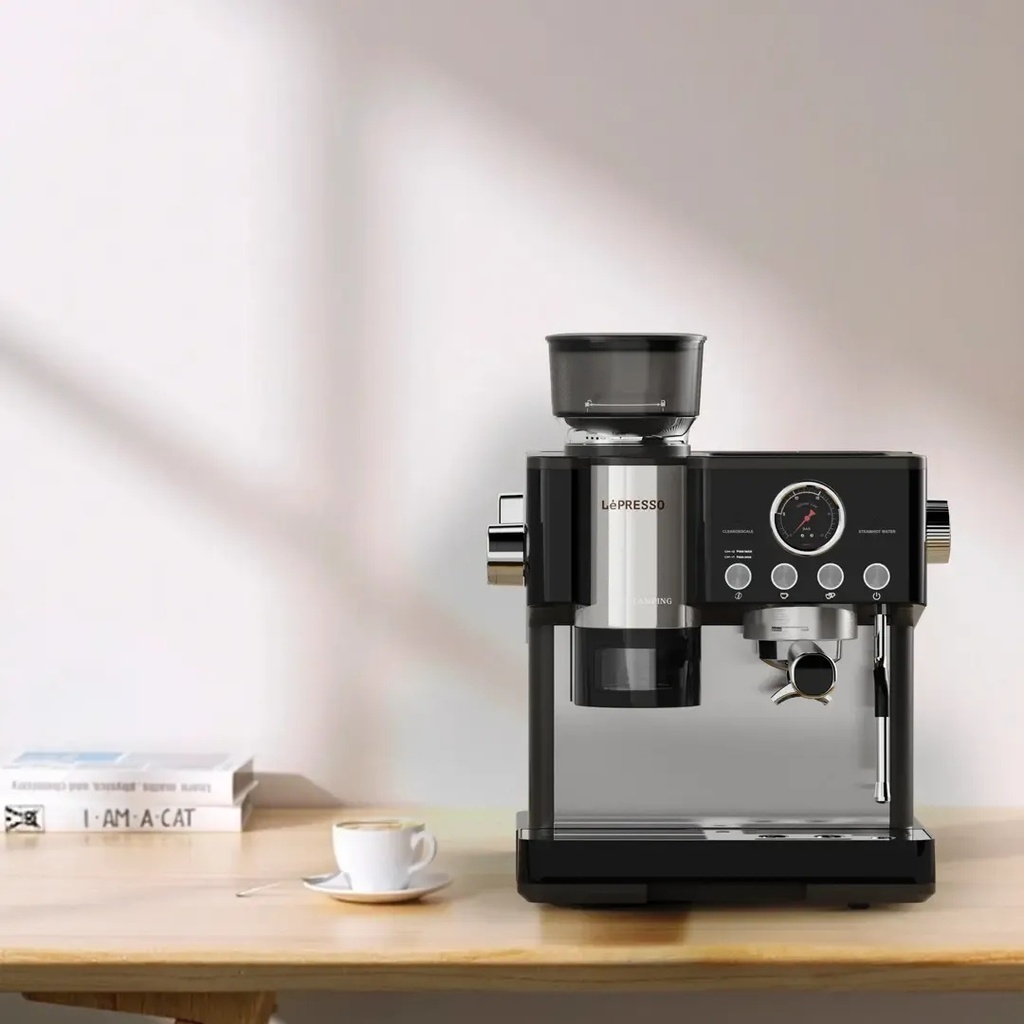 Lepresso Maestro Semi‑Automatic Coffee Machine – 2300W Power, 19‑BAR Pressure, Integrated Grinder, Espresso Maker | LPYKFY22D01BK |